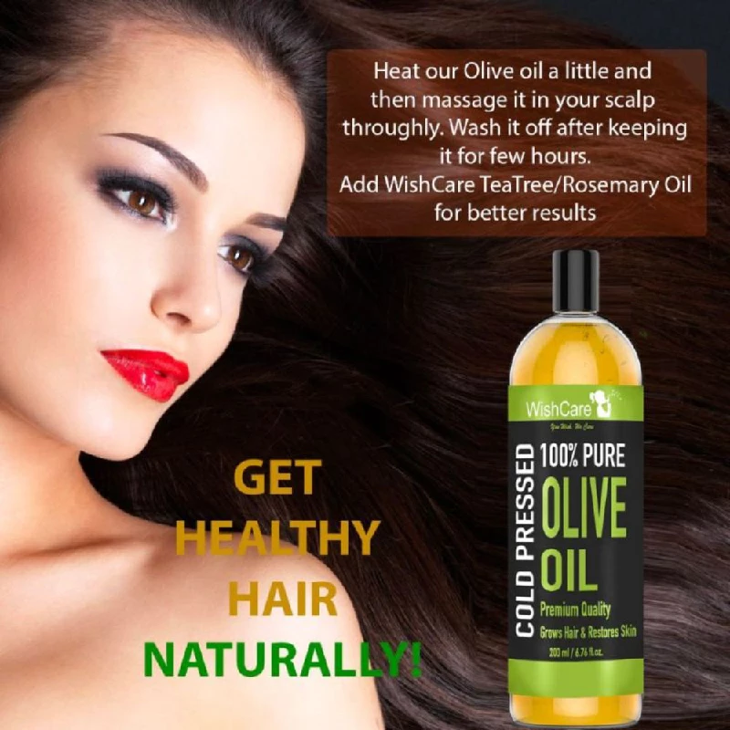 WishCare 100 Pure Cold Pressed Olive Oil for Healthy Hair and Glowing Skin, 200 ml-5.webp